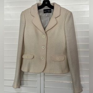 Armani Jeans vintage cream textured wool blazer size 6